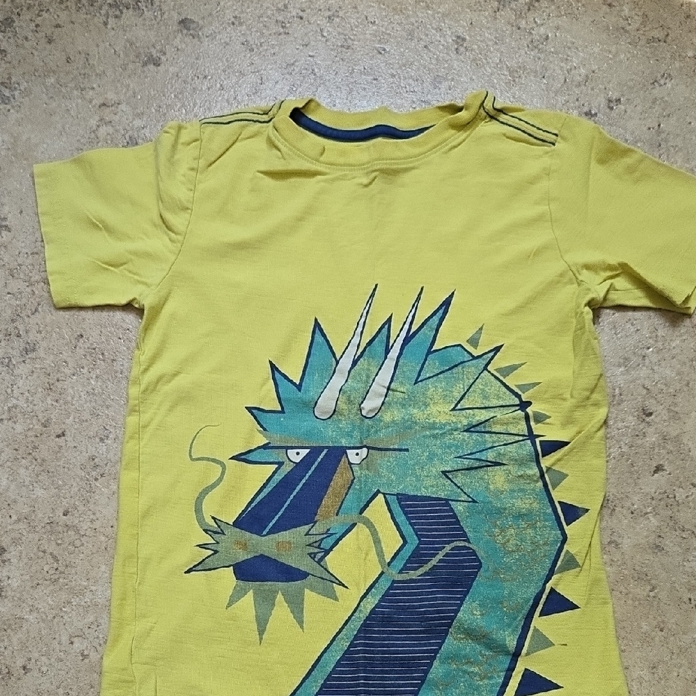 Tea Collection Yellow Dragon Graphic Kids T-Shirt Size 8